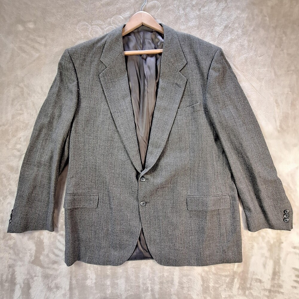 Miltons Blazer Mens 46R Gray Wool Two Button Ventless Sport Coat Terzo Uomo